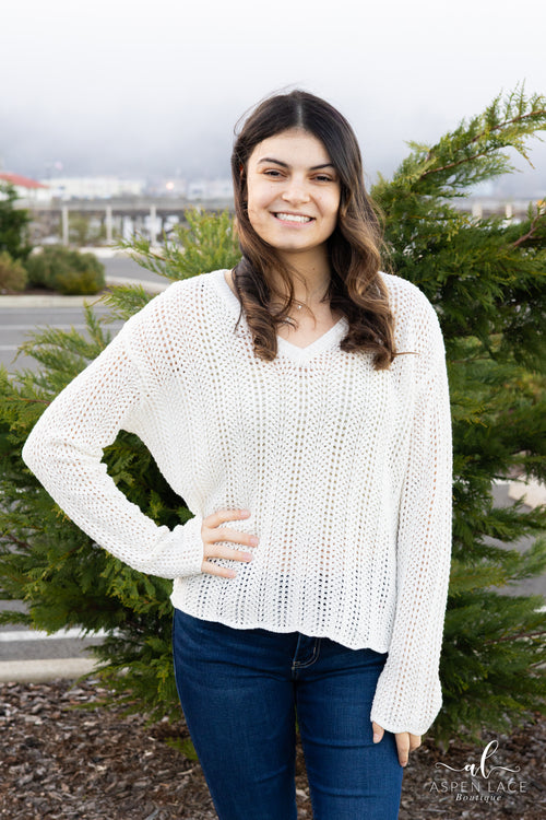 Jemis Crochet Sweater (White)