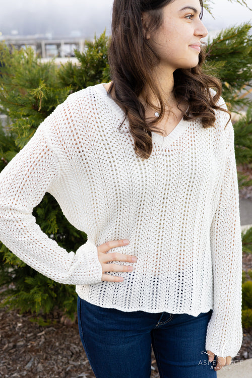 Jemis Crochet Sweater (White)