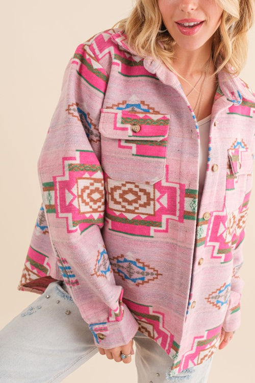 Korrina Aztec Shacket (Pink)