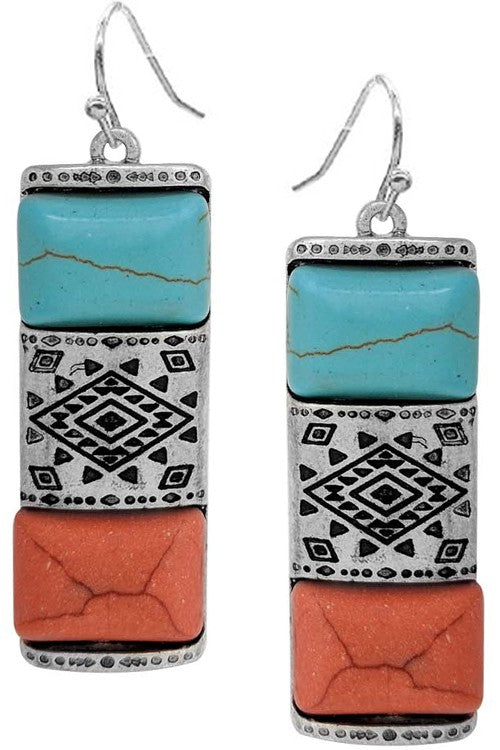 Western Aztec Bar Earrings