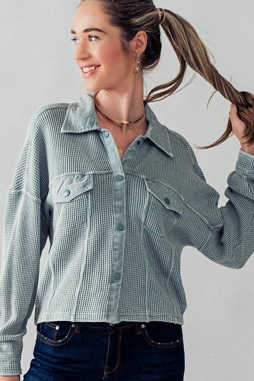 Miranda Button Up (Smoke Blue)