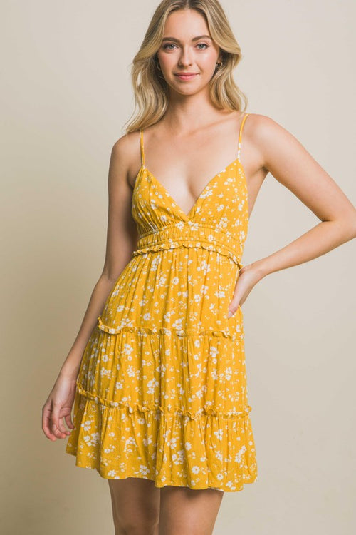 Garden Field Floral Dress (Yellow)