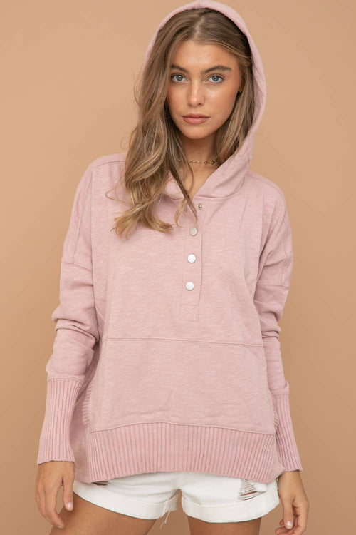 Snap Up Hoodie (Rose)