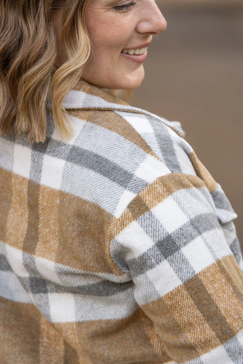 Norah Plaid Shacket (Camel)