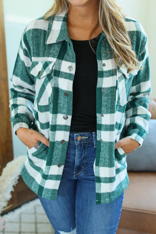 Norah Plaid Shacket (Green Mix)