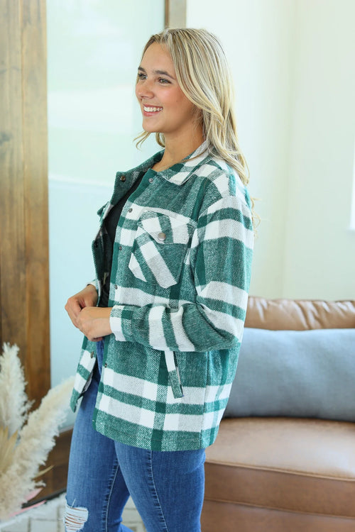 Norah Plaid Shacket (Green Mix)