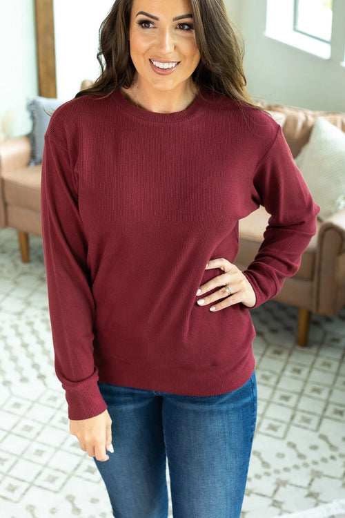 Corrine Ribbed Pullover (Burgundy)