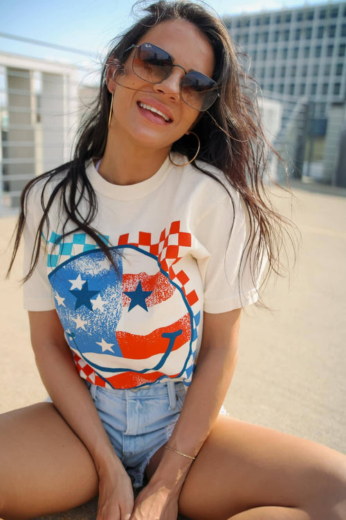 Patriotic Smiley Tshirt (Ivory)