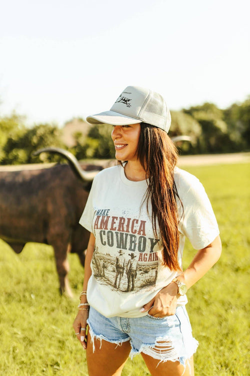 Make America Cowboy Again Tshirt (Cement)