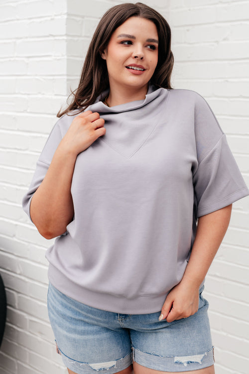 *Online Exclusive* I Just Felt Like It Mock Neck Top in Mystic Grey