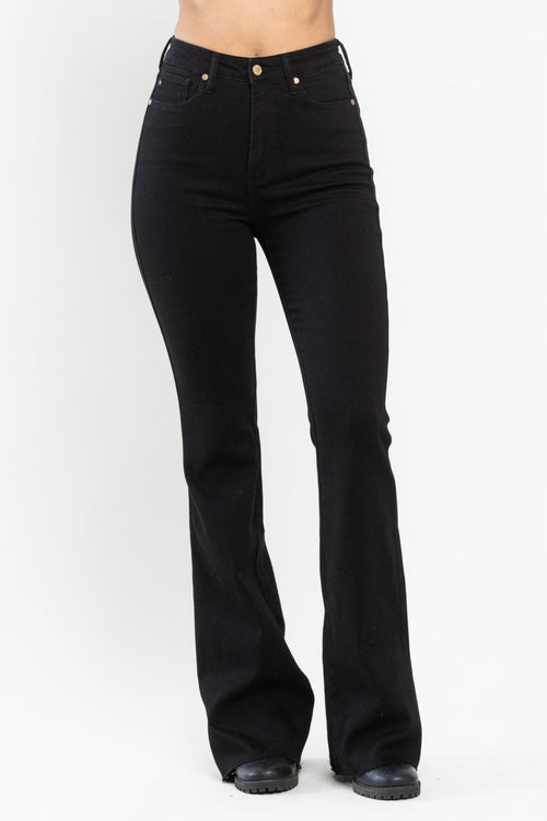 Erin Tummy Control Judy Blue Flare Jeans (Black)