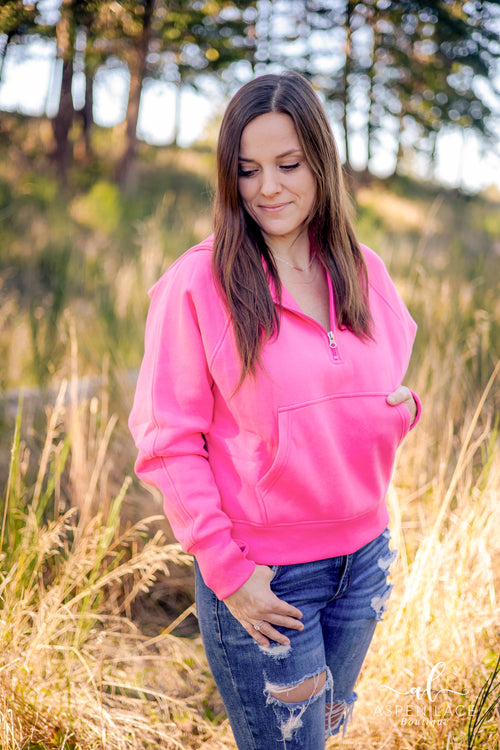 Kenna QuarterZip Hoodie (Pink)