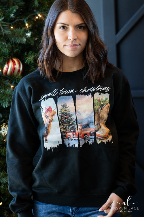 Highland Cow Christmas Sweatshirt (Black)