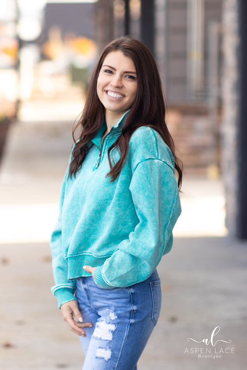 Luella QuarterZip (Light Teal)