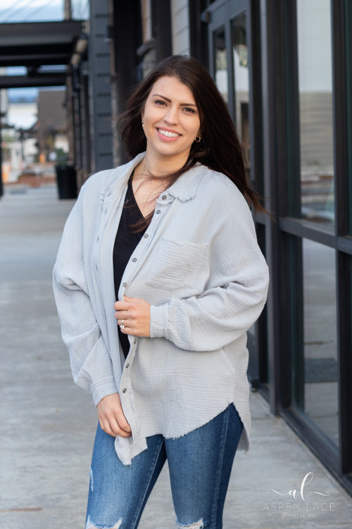 Corrinne Button Up Top (Light Grey)