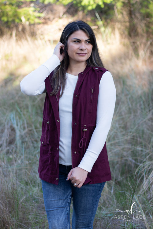 Celeste Vest (Dark Burgundy)