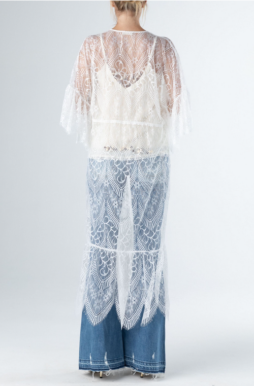 Miss Me Lace Kimono (White)