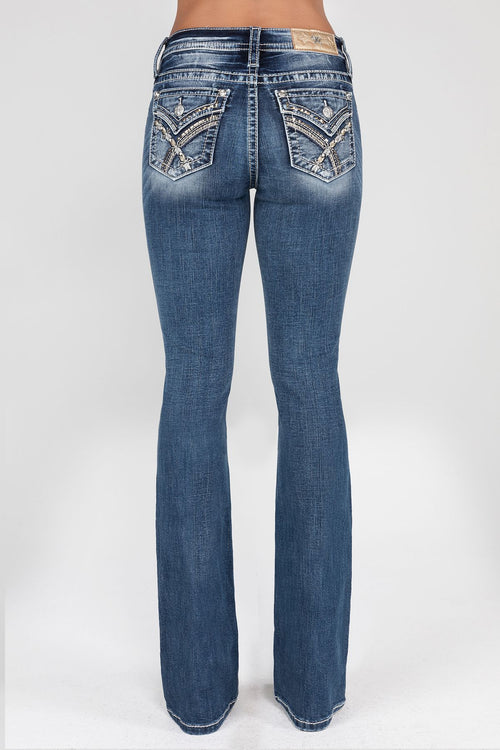 Miss Me Floral X Stitch Bootcut Jeans