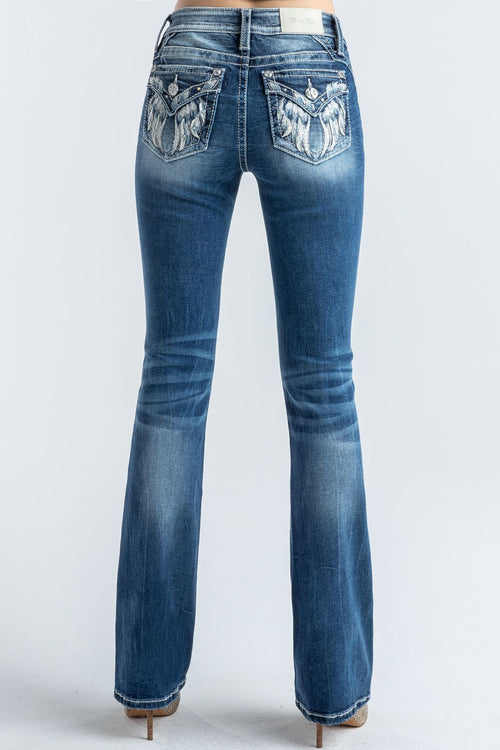 Miss Me Mystique Feather Bootcut Jeans