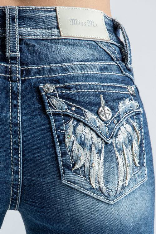 Miss Me Mystique Feather Bootcut Jeans