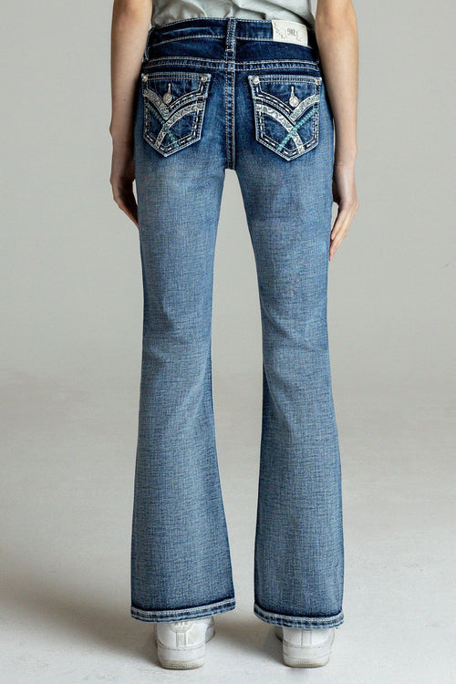 Miss Me Girls X Stitch Bootcut Jeans