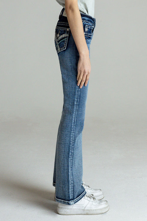 Miss Me Girls X Stitch Bootcut Jeans