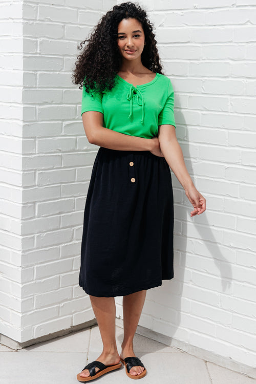 *Online Exclusive* She's a Scholar Mid-Length Skirt