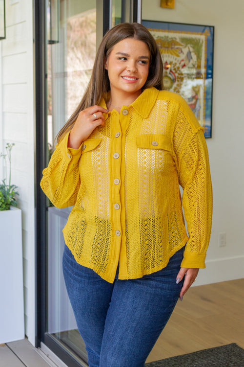 *Online Exclusive* Sweeter Than Nectar Lace Button Down in Honey