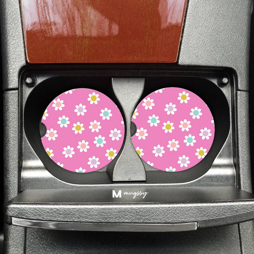 Car Coasters on the go (Flower Power Retro Pink)