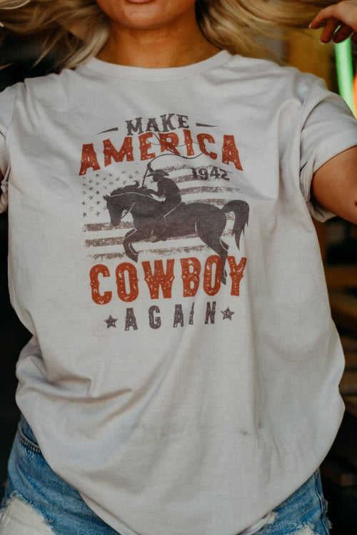 1942 America Cowboy Western Tshirt (Cool Grey)