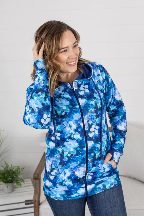 FullZip Hoodie (Blue Floral)