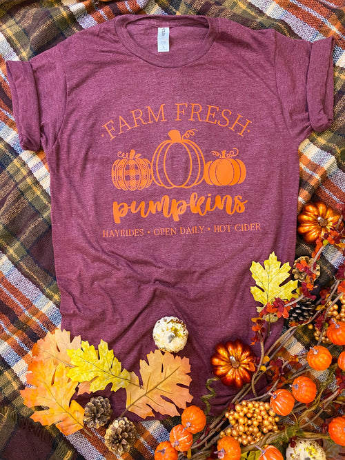 Farm Fresh Pumpkins Tshirt (Burgundy)