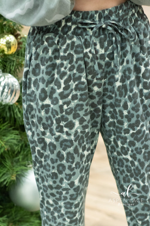 Leopard Joggers (Grey Blue)