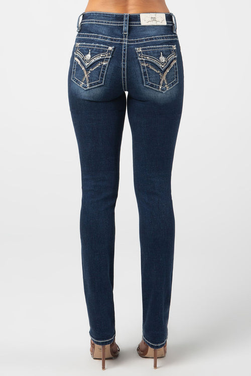 Miss Me Multi Stitch Straight Leg Jeans