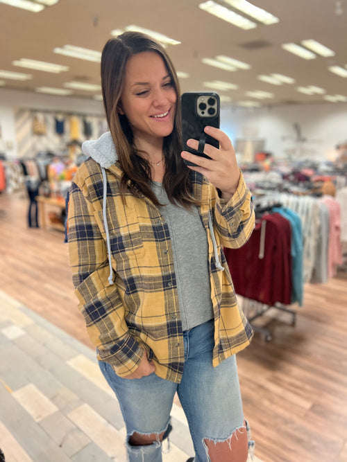 Luann Hooded Flannel (Saffron)