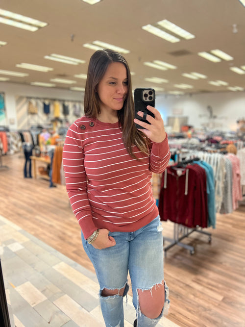 Rosie Sweater (Rust/Ivory Stripe)