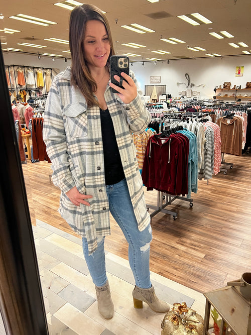 Morena Shacket (Grey Plaid)