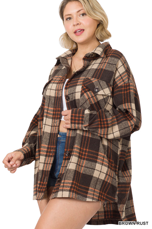 Marissa Plaid Shacket (Brown & Rust)