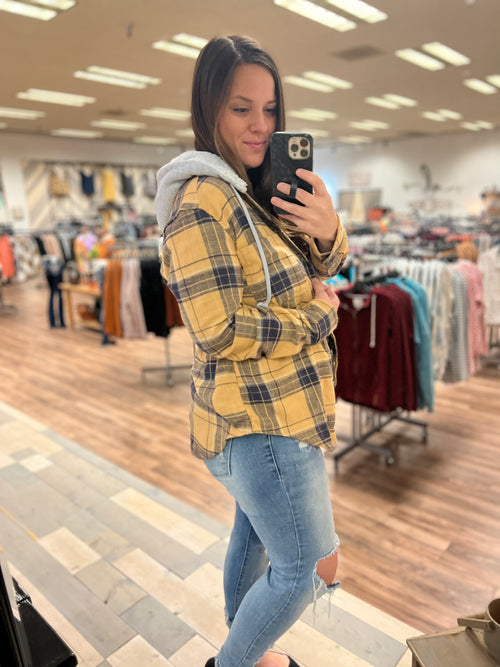 Luann Hooded Flannel (Saffron)