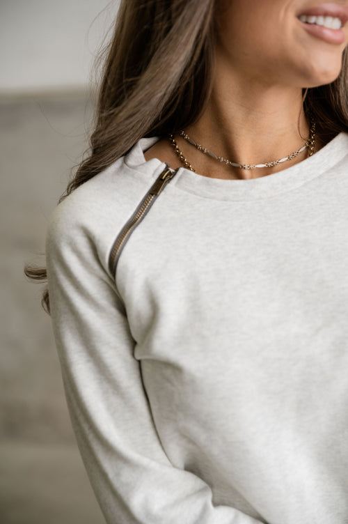 SideZip Pullover (Oatmeal & Grey)